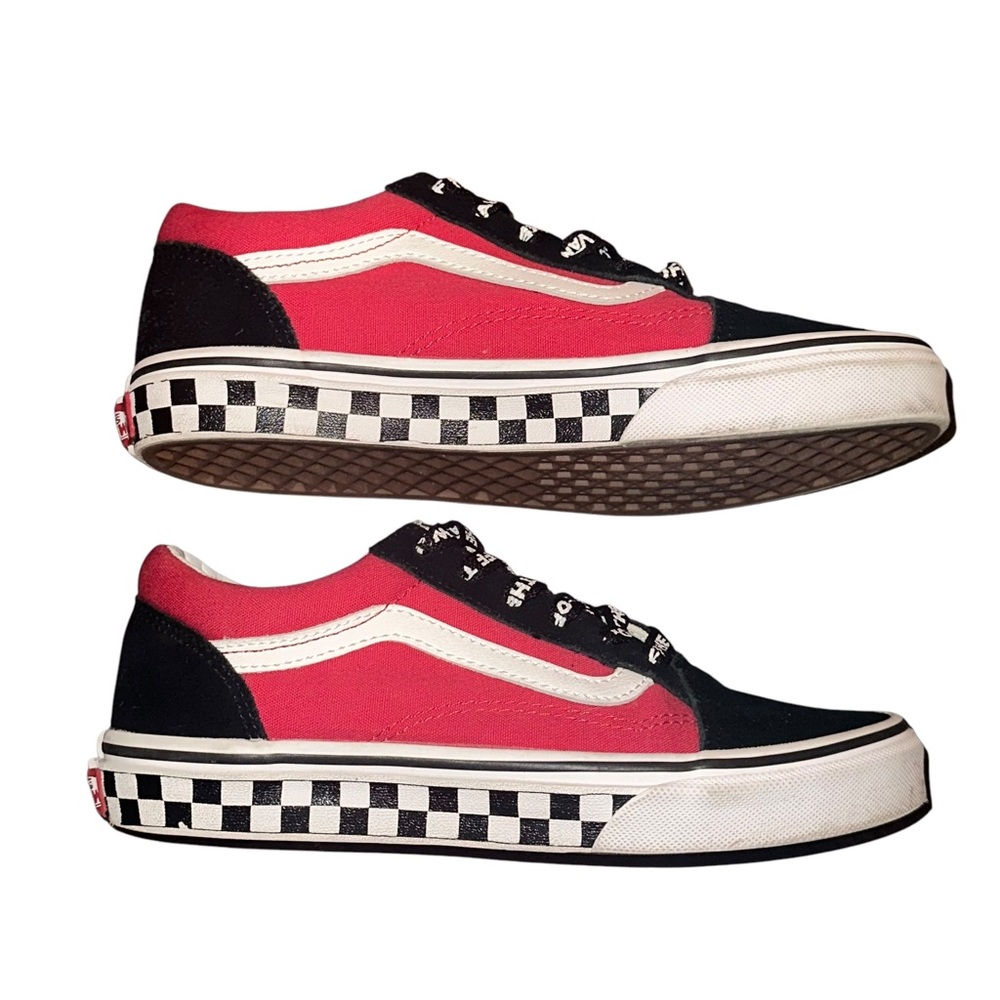Vans Old Skool red and black checkerboard sole sneakers - Picture 4 of 9